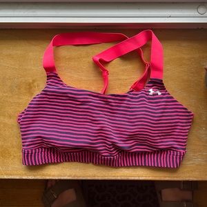 Pink/navy under armor sports bra sz L